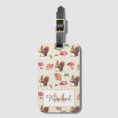 Squirrels & Toadstools Autumn Pattern Personalised ラゲッジタグ (正面縦)