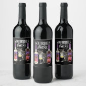Squirrels & Wine - Funny Squirrel Lover and Wine D ワインラベル (ボトル)