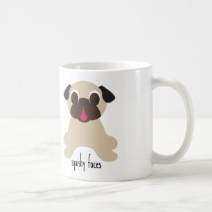 Squishy顔の巻き毛の尾子鹿のパグのマグ コーヒーマグカップ