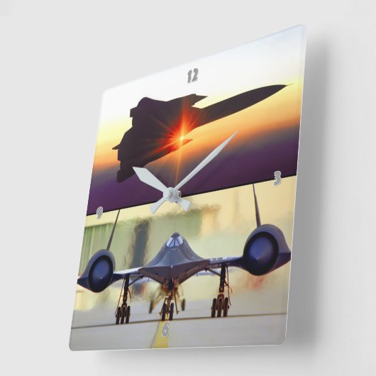 SR-71ブラックバード スクエア壁時計 (傾斜)