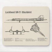 SR-71 ブラックバード - 航空機設計図計画 SD マウスパッド (正面)