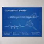 SR-71 Blackbird – 飛行機の設計図プランAD ポスター (正面)
