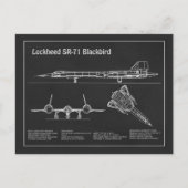SR-71 Blackbird – 飛行機の設計図プランPD ポストカード (正面)