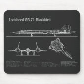 SR-71 Blackbird – 飛行機の設計図プランPD マウスパッド (正面)
