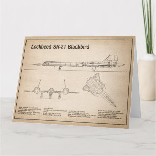 SR-71 Blackbird – 飛行機の設計図プランSD サンキューカード