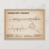 SR-71 Blackbird – 飛行機の設計図プランSD ポストカード (正面)