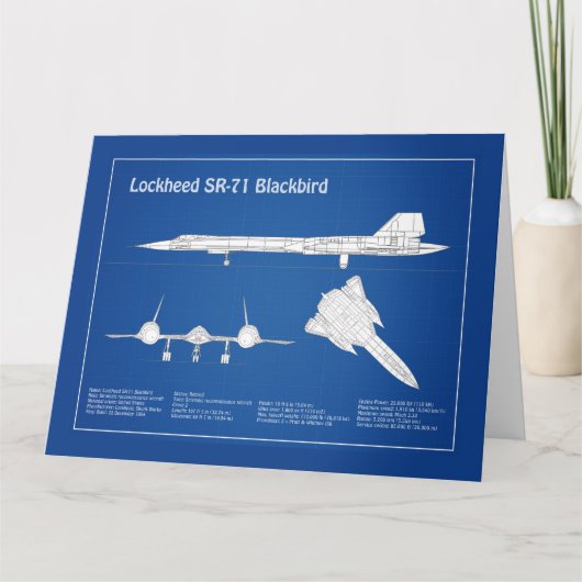 SR-71 Blackbird – 飛行機設計図プランABD サンキューカード (正面)