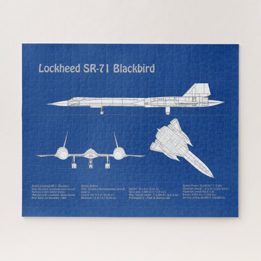 SR-71 Blackbird – 飛行機設計図プランABD ジグソーパズル (横)