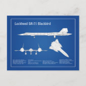 SR-71 Blackbird – 飛行機設計図プランABD ポストカード (正面)