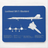 SR-71 Blackbird – 飛行機設計図プランABD マウスパッド (正面)