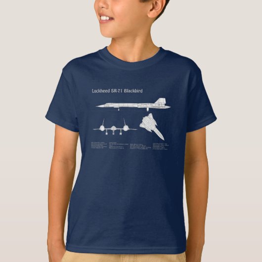 SR-71 Blackbird – 飛行機設計図プランABD Tシャツ (正面)