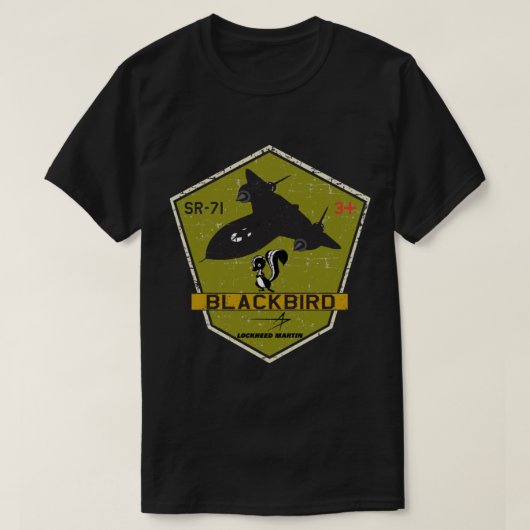 SR-71 Blackbird Skunkworks - Grunge Style Tシャツ (デザイン正面)