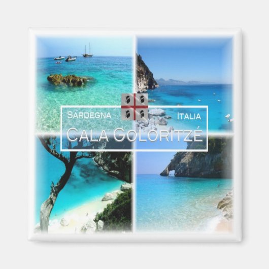 SRD033 CALA GOLORITZE'モザイク，サルデーニャ，冷蔵庫 マグネット (正面)