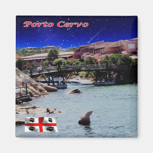 SRD053 PORTO CERVO Sardinia，イタリア，冷蔵庫 マグネット (正面)
