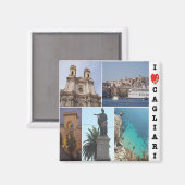 SRD061 CAGLIARI I Love Mosaic, Sardinia,冷蔵庫 マグネット (正面/裏面)