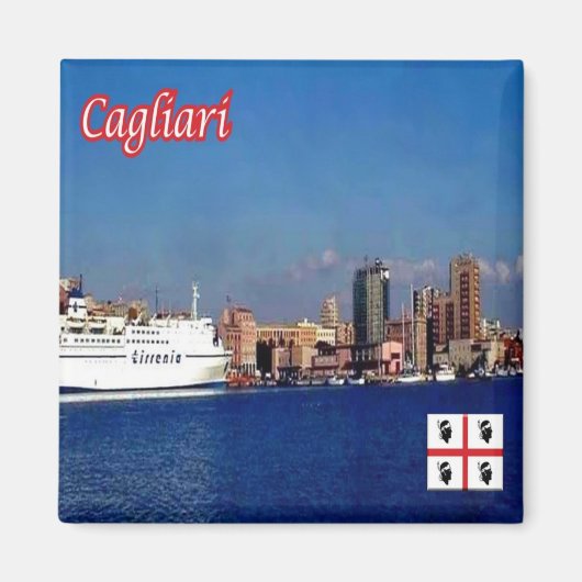SRD062 CAGLIARI、ポート、サルデーニャ、冷蔵庫 マグネット (正面)