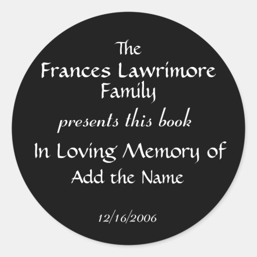 SRFによる本プレートステッカー ラウンドシール (正面)