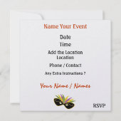 SRFによる衣装パーティの招待状 招待状 (裏面)