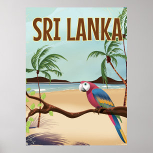 Sri Lanka Beach vintage travel poster ポスター