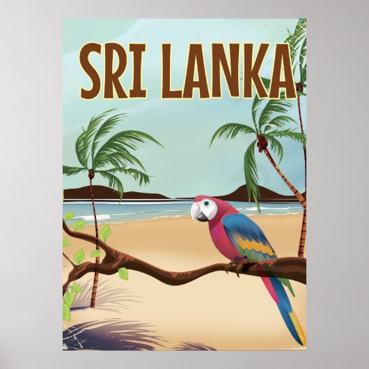 Sri Lanka Beach vintage travel poster ポスター (正面)