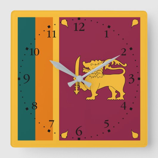 Sri Lanka Flag スクエア壁時計 (正面)