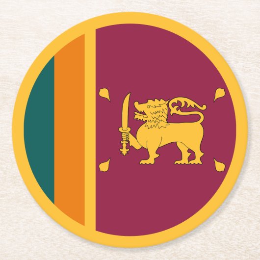 Sri Lanka Flag ラウンドペーパーコースター (正面)