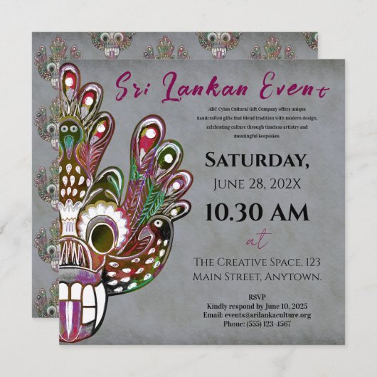 Sri Lanka Modern Cultural design 招待状 (正面/裏面)