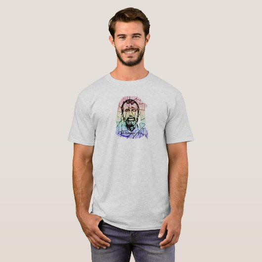 Sri RamakrishnaのステンドグラスのデザインのTシャツ Tシャツ (正面フル)