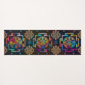 Sri Yantraパターン-色および金ゴールド ヨガマット (裏面(横))