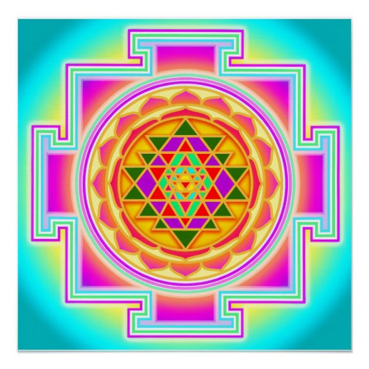 Sri Yantra Sacred Geometry ポスター (正面)