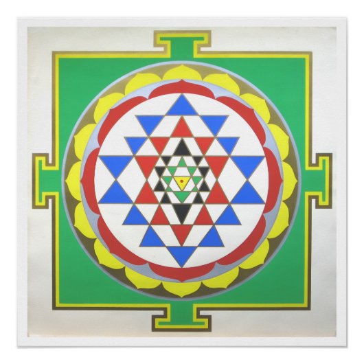 Sri Yantra Sacred Geometry Poster, Accurate Colors ポスター (正面)