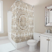 Sri Yantra/Sriのチャクラのパステルの金ゴールド シャワーカーテン (インサイチュ)