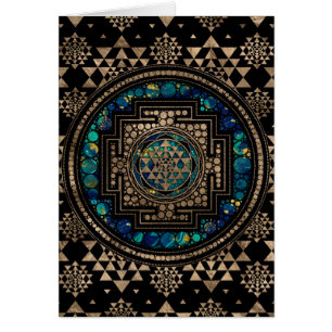 Sri Yantra/Sriのチャクラの大理石および金ゴールド