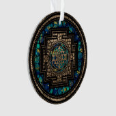 Sri Yantra/Sriのチャクラの大理石および金ゴールド オーナメント (正面)