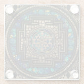 Sri Yantra/Sriのチャクラの大理石および金ゴールド ガラスコースター (裏面)