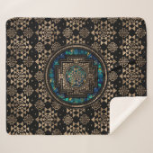 Sri Yantra/Sriのチャクラの大理石および金ゴールド シェルパブランケット (正面(横))