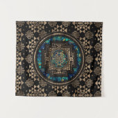 Sri Yantra/Sriのチャクラの大理石および金ゴールド タペストリー (正面(横))