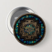 Sri Yantra/Sriのチャクラの大理石および金ゴールド 缶バッジ (正面&裏面)