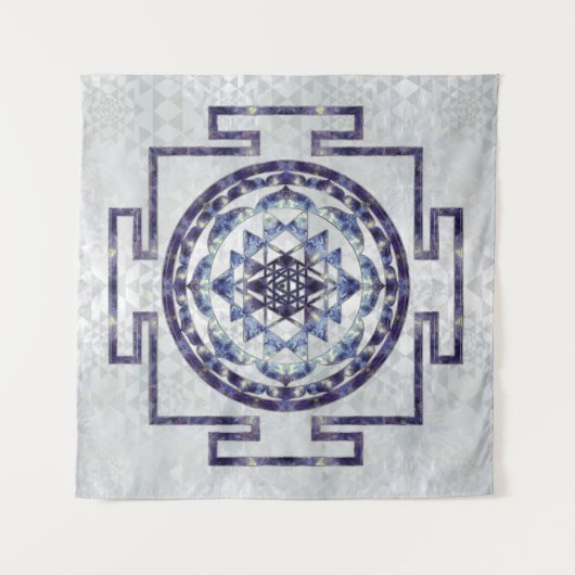 Sri Yantra/Sriのチャクラの宝石用原石および真珠 タペストリー (正面(横))