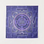 Sri Yantra/Sriのチャクラの紫色および銀 タペストリー (正面)