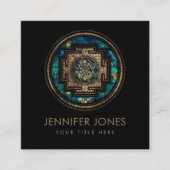 Sri Yantra / Sriチャクラ金ゴールドとマーブルドットアート スクエア名刺 (正面)