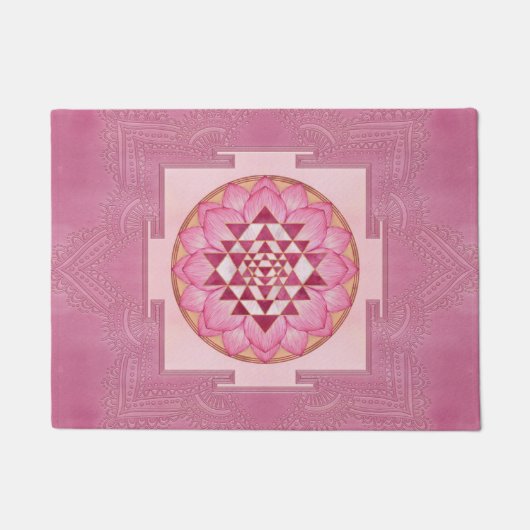 Sri Yantra  / Sri Chakra in lotus ドアマット (正面)