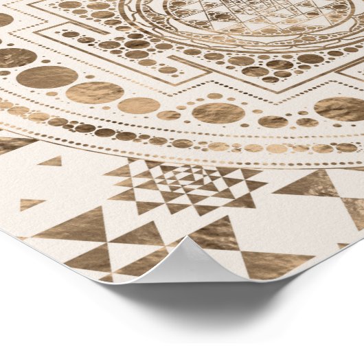 Sri Yantra  / Sri Chakra Pastel Gold ポスター (角)