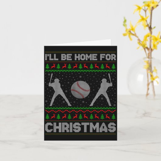 Srty Baseball Player Ugly Christmas Sweaters Xmas  カード (黄色い花)