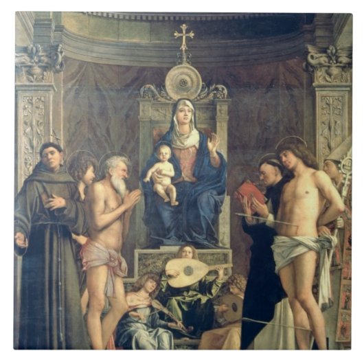 SSの間で即位するマドンナおよび子供。 フランシス島、J タイル (正面)