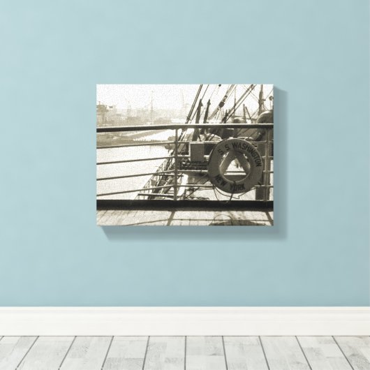 SSワシントンラグジュアリーライナークルーズシップ1930のデッキ キャンバスプリント (インサイチュ (ウッドフロア))