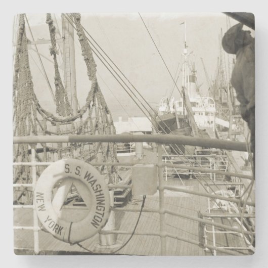 SSワシントンラグジュアリーライナークルーズシップ1930のデッキ ストーンコースター (正面)