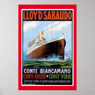 SS Conte Biancamano Vintage Ship ポスター