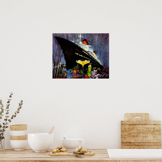 ss France with Champagne ポスター (キッチン)