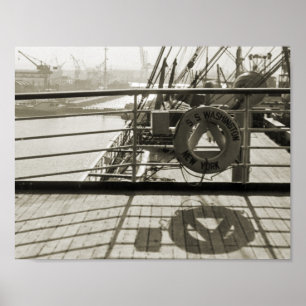 SS Washington Luxury Liner Cruise Ship 1930's Deck ポスター